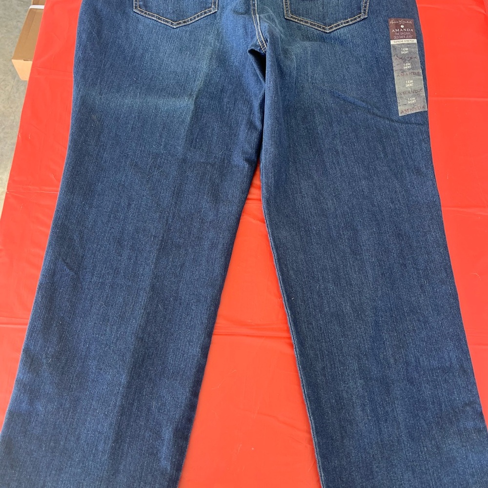 Amanda Lane Supreme Stretch Jeans Women’s Plus Size 16W Short NWT Dark Wash - Picture 4 of 15